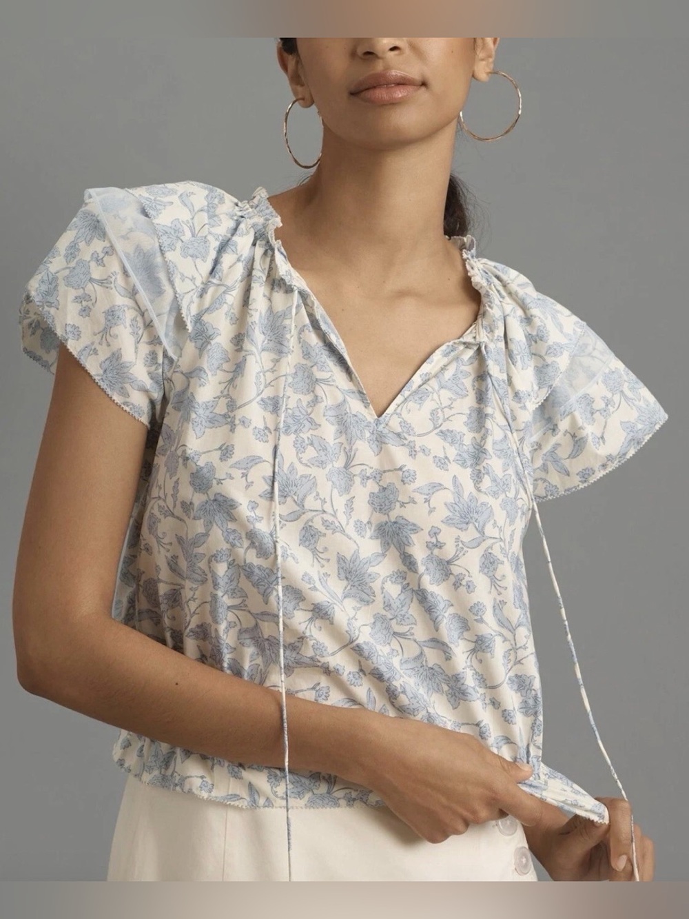 En Saison egret flutter top blue small Anthropologie